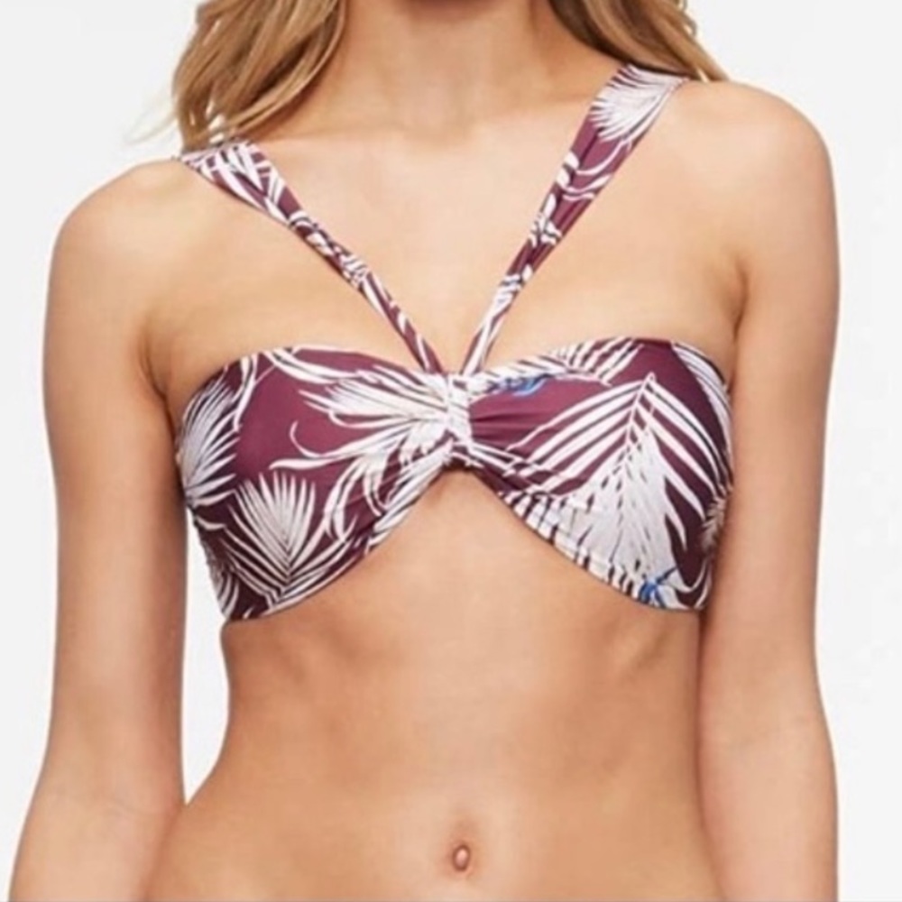 TAVIK Ever Latona Palm Merlot Bandeau Bikini Top M